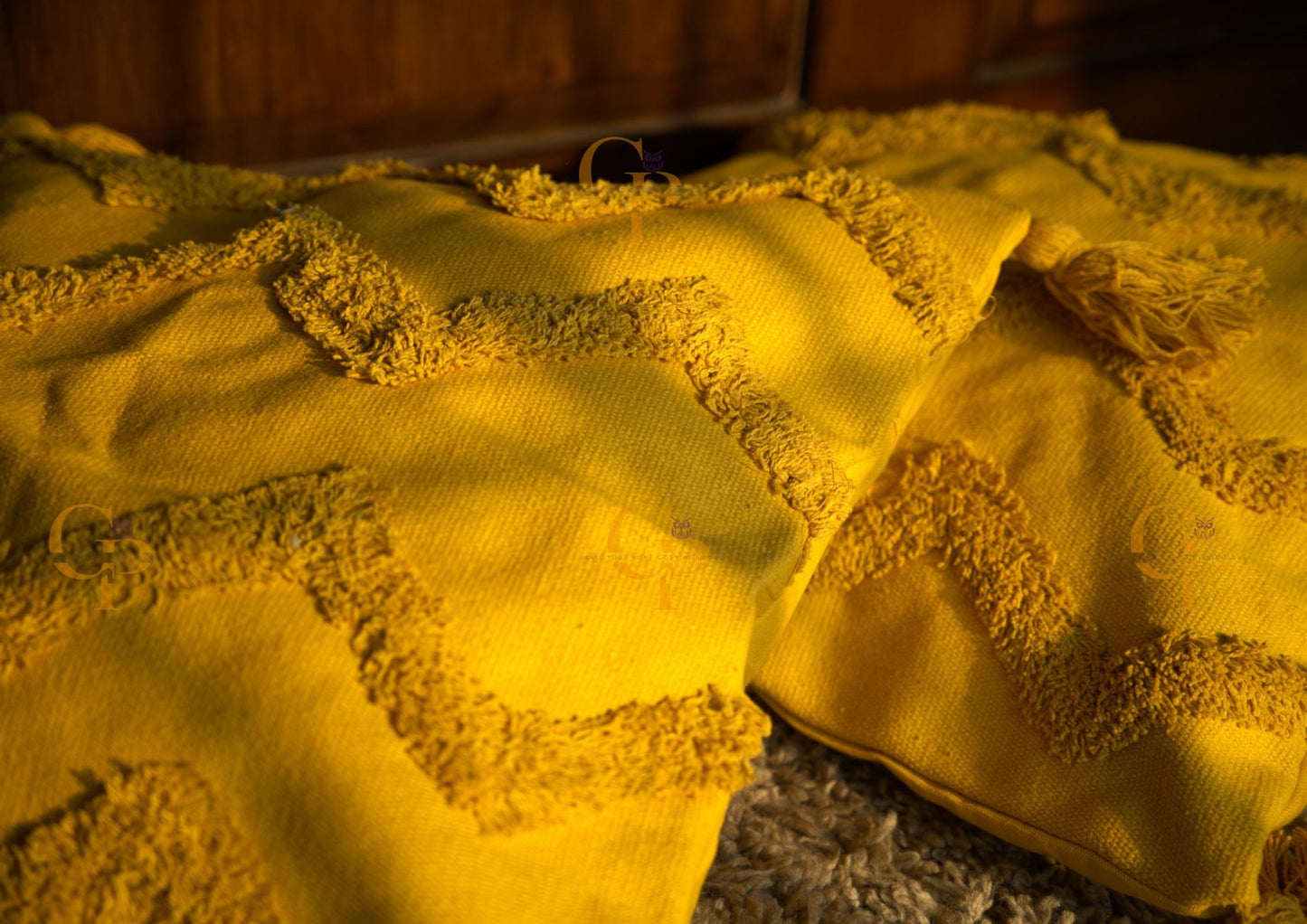 Mustard Tuffted Cushion Cover