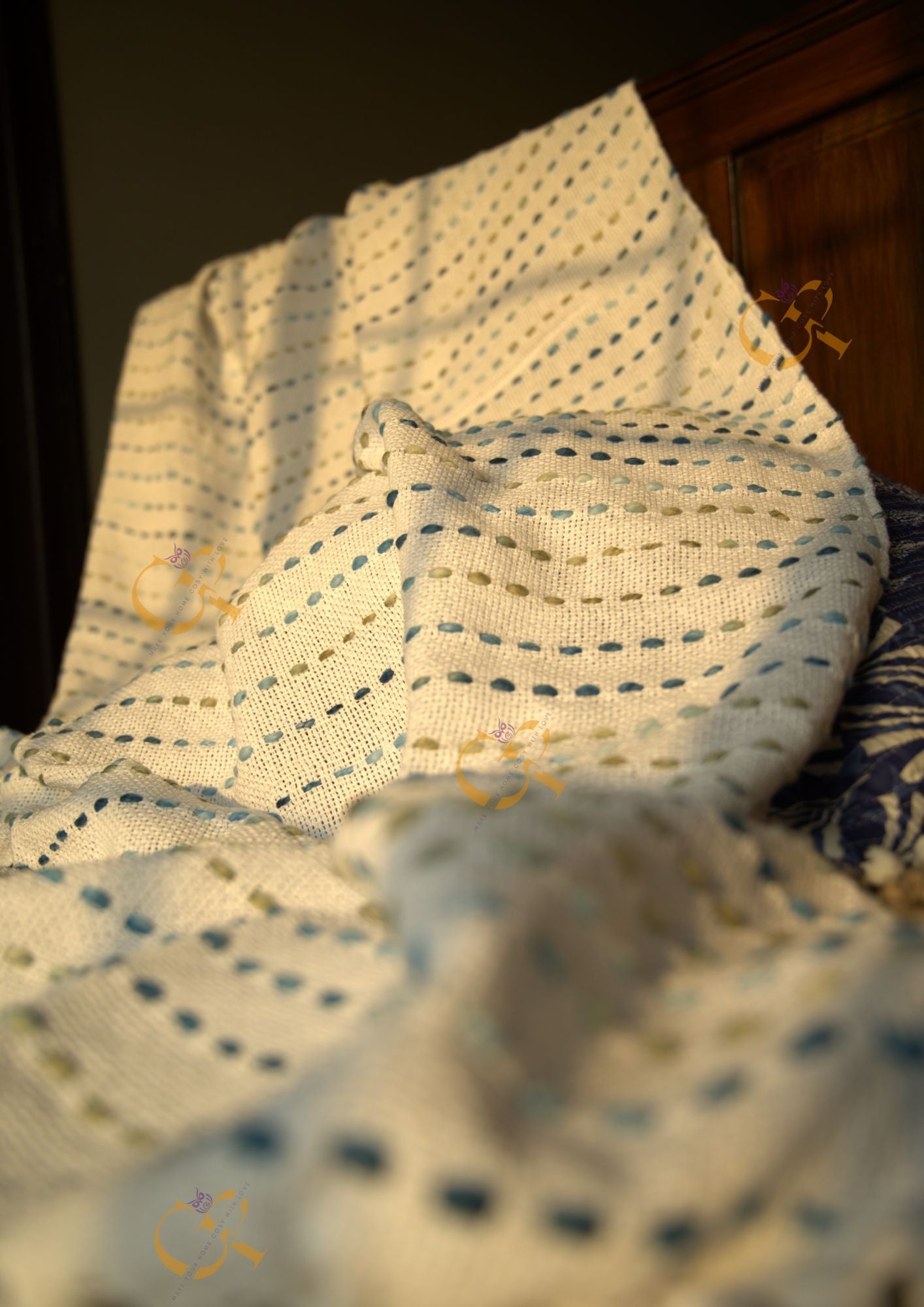 Indigo White Sofa Throw